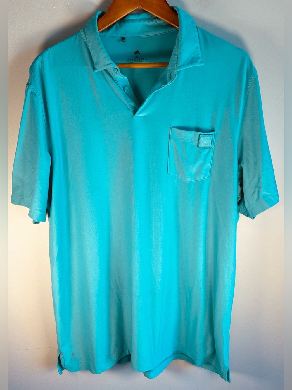 Adidas Men’s Polo Shirt XL Sustainable Stretch Performance Golf Teal Blue Green